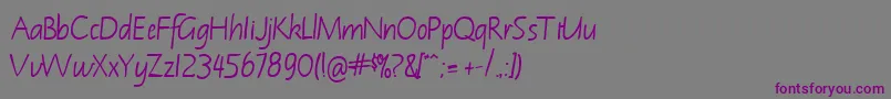 NotehandleftyBoldItalic-Schriftart – Violette Schriften auf grauem Hintergrund