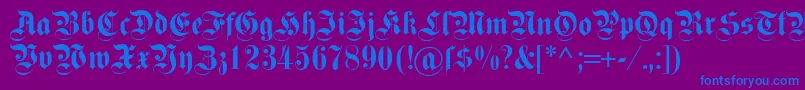 Dsfettekanzlei-Schriftart – Blaue Schriften auf violettem Hintergrund