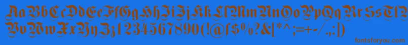 フォントDsfettekanzlei – 茶色の文字が青い背景にあります。