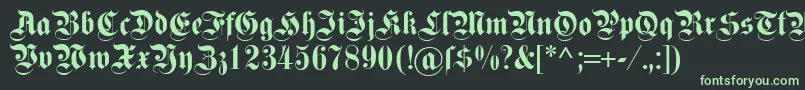 Dsfettekanzlei-fontti – vihreät fontit mustalla taustalla