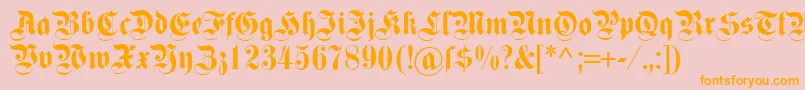 Dsfettekanzlei-Schriftart – Orangefarbene Schriften auf rosa Hintergrund