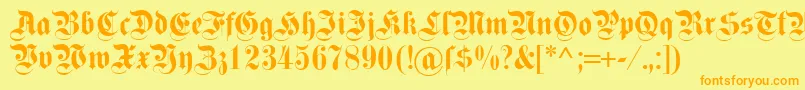 Dsfettekanzlei-Schriftart – Orangefarbene Schriften auf gelbem Hintergrund