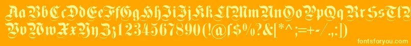 Dsfettekanzlei Font – Yellow Fonts on Orange Background