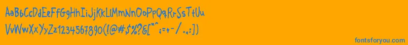 Crosspatchers2-Schriftart – Blaue Schriften auf orangefarbenem Hintergrund