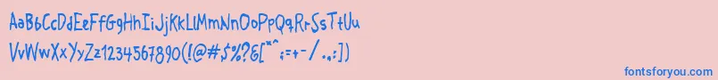 Crosspatchers2-Schriftart – Blaue Schriften auf rosa Hintergrund
