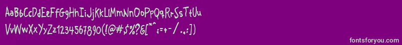 Crosspatchers2-Schriftart – Grüne Schriften auf violettem Hintergrund