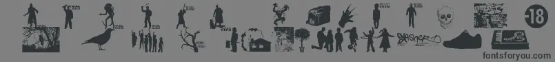 WatchTheCityBurn-Schriftart – Schwarze Schriften auf grauem Hintergrund