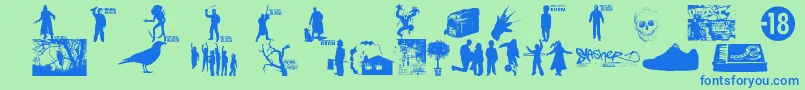WatchTheCityBurn Font – Blue Fonts on Green Background