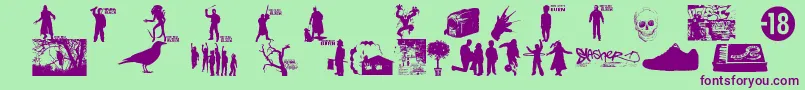 WatchTheCityBurn Font – Purple Fonts on Green Background
