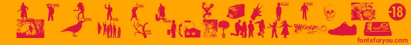 WatchTheCityBurn-fontti – punaiset fontit oranssilla taustalla
