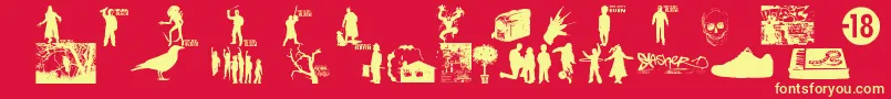 WatchTheCityBurn Font – Yellow Fonts on Red Background