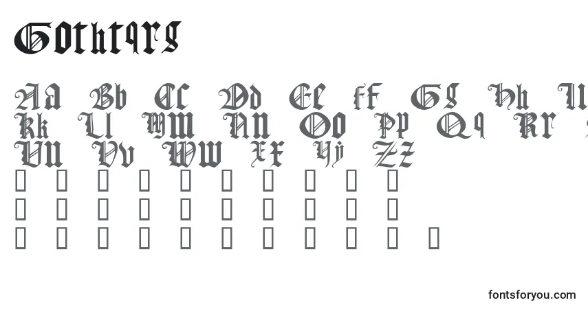 Schriftart Gothtqrg – Alphabet, Zahlen, spezielle Symbole