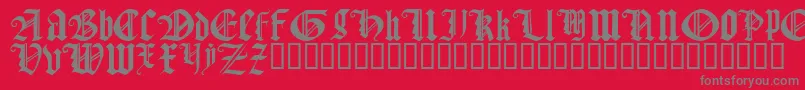 Gothtqrg-fontti – harmaat kirjasimet punaisella taustalla