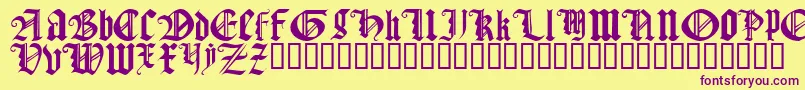 Gothtqrg-Schriftart – Violette Schriften auf gelbem Hintergrund