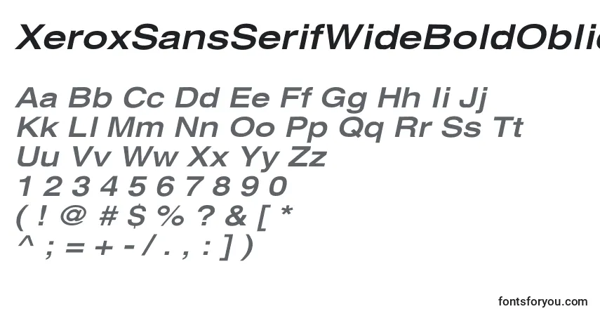Шрифт XeroxSansSerifWideBoldOblique – алфавит, цифры, специальные символы