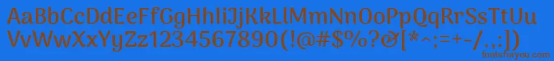 フォントArimamaduraiBold – 茶色の文字が青い背景にあります。