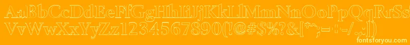 BelfastoutlineBold-Schriftart – Gelbe Schriften auf orangefarbenem Hintergrund