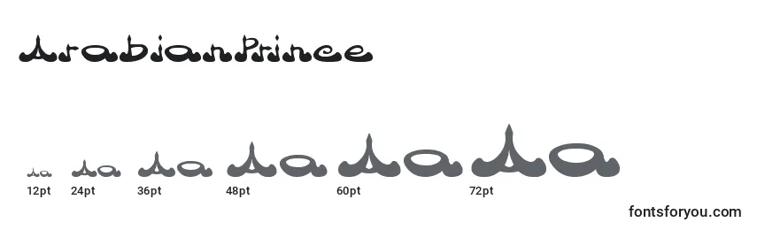 Размеры шрифта ArabianPrince