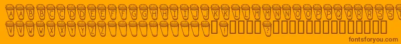 KrCoffeeToGo-Schriftart – Braune Schriften auf orangefarbenem Hintergrund