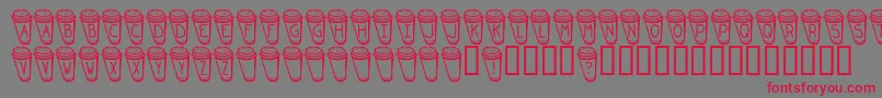 KrCoffeeToGo-Schriftart – Rote Schriften auf grauem Hintergrund