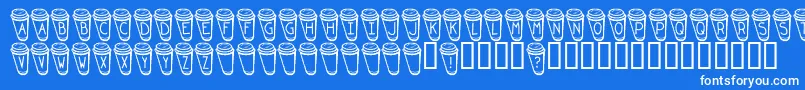 Więcej informacji o czcionce KrCoffeeToGo Czcionka KrCoffeeToGo – białe czcionki na niebieskim tle