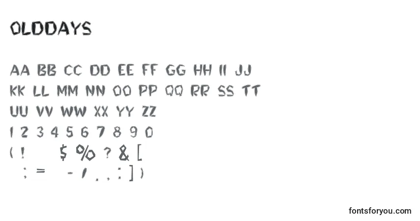 A fonte OldDays – alfabeto, números, caracteres especiais