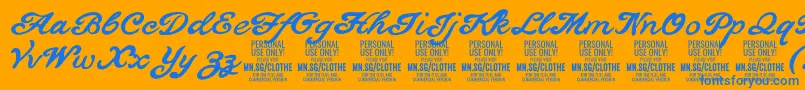 Fonte ClothePersonalUseOnly – fontes azuis em um fundo laranja