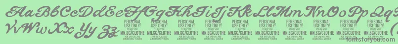 Więcej informacji o czcionce ClothePersonalUseOnly Czcionka ClothePersonalUseOnly – szare czcionki na zielonym tle