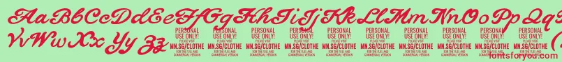 ClothePersonalUseOnly Font – Red Fonts on Green Background