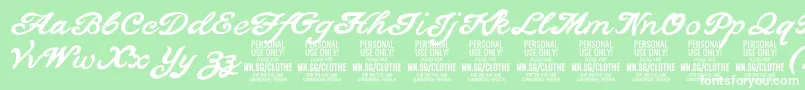 Czcionka ClothePersonalUseOnly – białe czcionki na zielonym tle