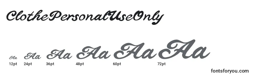 ClothePersonalUseOnly Font Sizes
