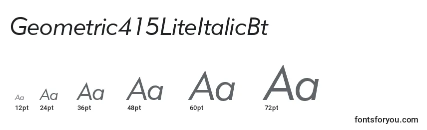 Размеры шрифта Geometric415LiteItalicBt
