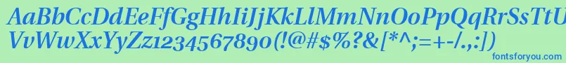 UtopiaSemiboldItalicWithOldstyleFigures Font – Blue Fonts on Green Background
