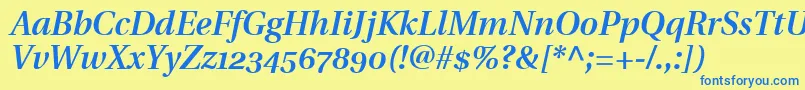 UtopiaSemiboldItalicWithOldstyleFigures Font – Blue Fonts on Yellow Background