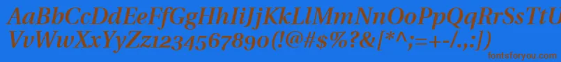 UtopiaSemiboldItalicWithOldstyleFigures Font – Brown Fonts on Blue Background