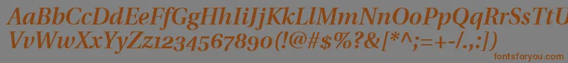 UtopiaSemiboldItalicWithOldstyleFigures-Schriftart – Braune Schriften auf grauem Hintergrund