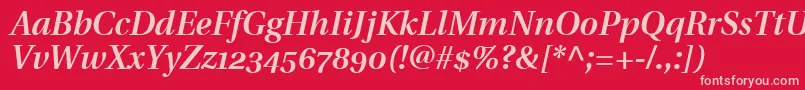 UtopiaSemiboldItalicWithOldstyleFigures Font – Pink Fonts on Red Background