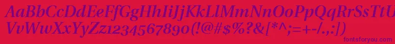 UtopiaSemiboldItalicWithOldstyleFigures-Schriftart – Violette Schriften auf rotem Hintergrund