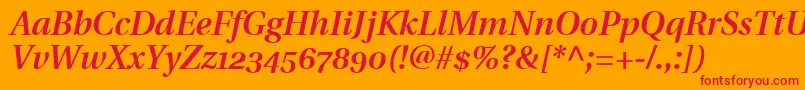 UtopiaSemiboldItalicWithOldstyleFigures Font – Red Fonts on Orange Background