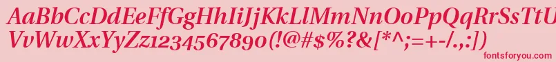 UtopiaSemiboldItalicWithOldstyleFigures-Schriftart – Rote Schriften auf rosa Hintergrund