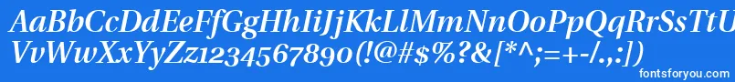 フォントUtopiaSemiboldItalicWithOldstyleFigures – 青い背景に白い文字