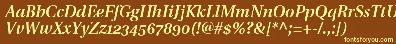 UtopiaSemiboldItalicWithOldstyleFigures Font – Yellow Fonts on Brown Background