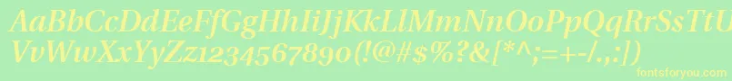 UtopiaSemiboldItalicWithOldstyleFigures Font – Yellow Fonts on Green Background