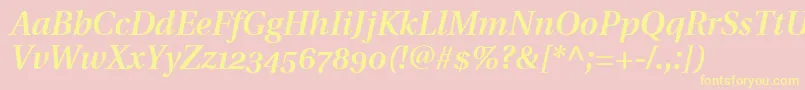 UtopiaSemiboldItalicWithOldstyleFigures Font – Yellow Fonts on Pink Background
