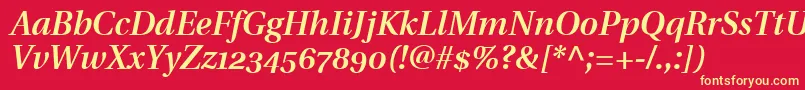 UtopiaSemiboldItalicWithOldstyleFigures Font – Yellow Fonts on Red Background