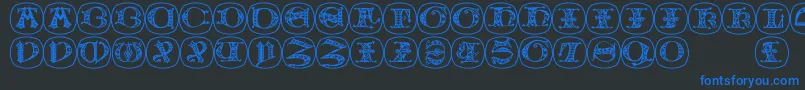 Uncialbuttonsb Font – Blue Fonts on Black Background
