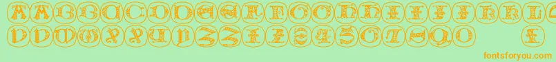 Uncialbuttonsb Font – Orange Fonts on Green Background