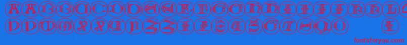 Uncialbuttonsb Font – Red Fonts on Blue Background