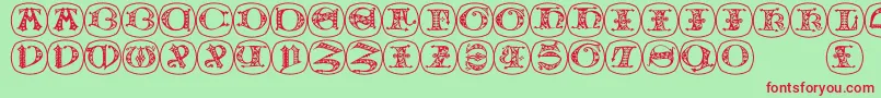 Uncialbuttonsb Font – Red Fonts on Green Background