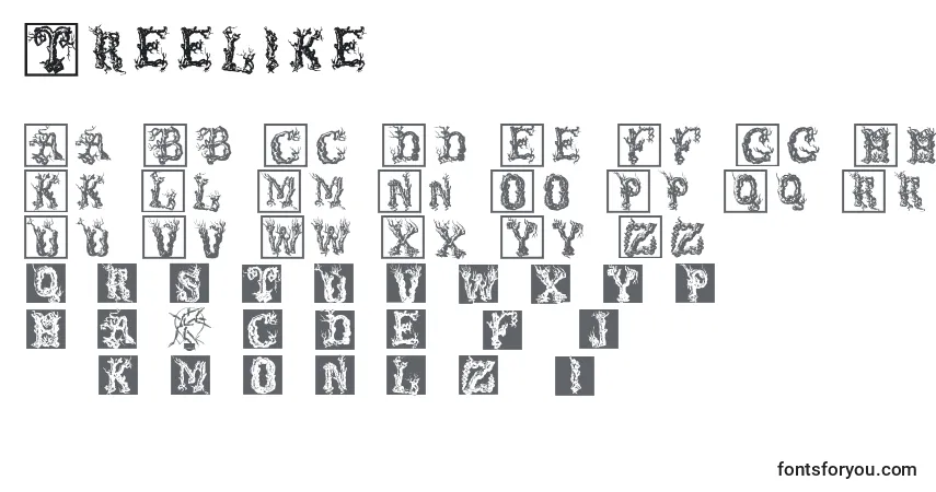 A fonte Treelike – alfabeto, números, caracteres especiais